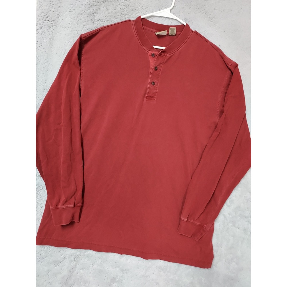 LL Bean Shirt Mens XL Tall XL TALL Henley Long Sleeve Cotton Fade Maroon Outdoor